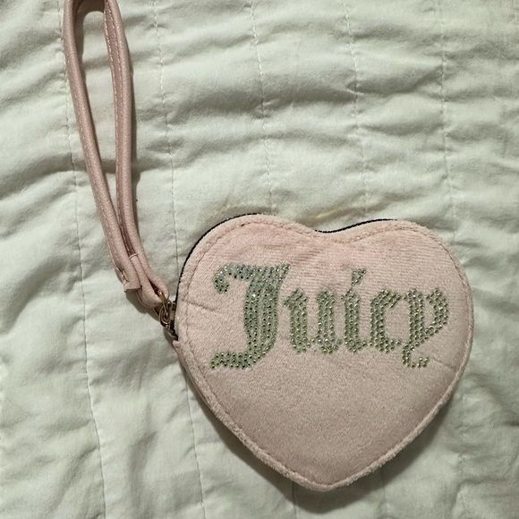 Juicy Couture Pink Heart Clutch with Glittery Script - Picture 1 of 4